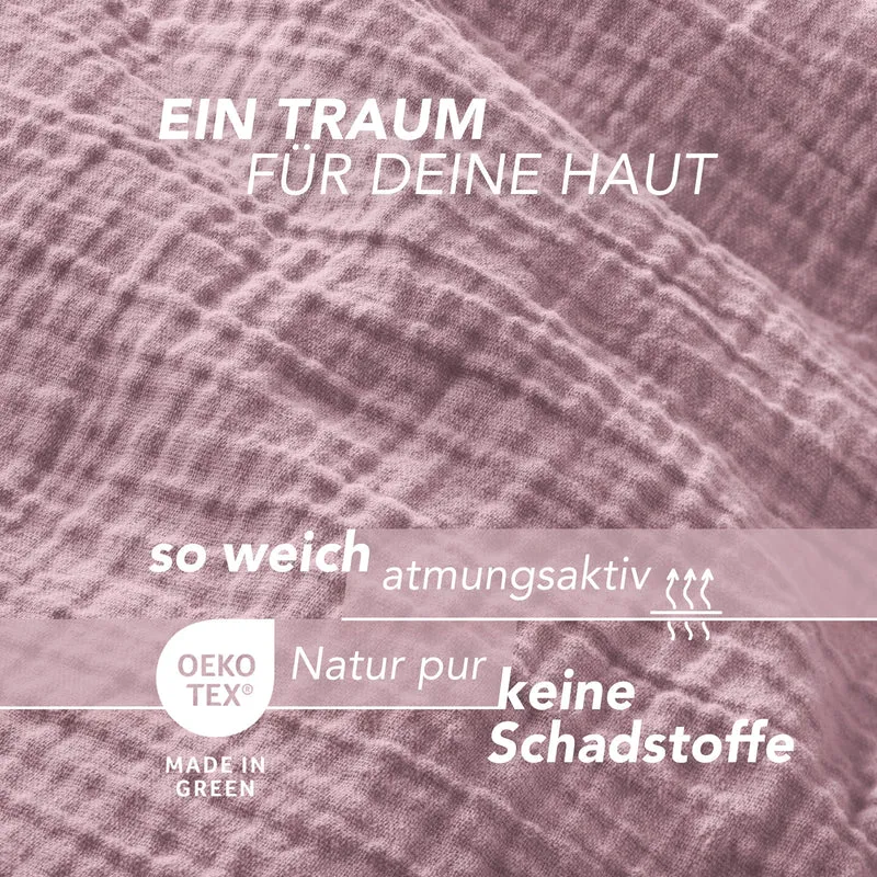 Musselin Bettwäsche Doppelbett - Hellbraun - 200x220 + 2x80x80 cm