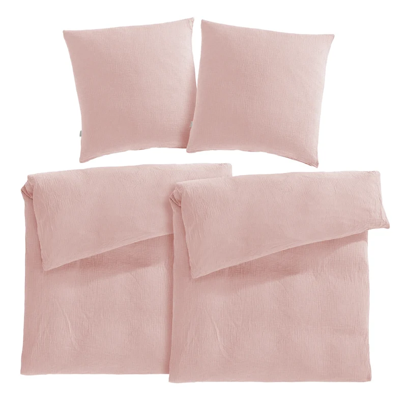 Musselin Bettwäsche Sets - Weiß - 2x135x200 + 2x80x80 cm