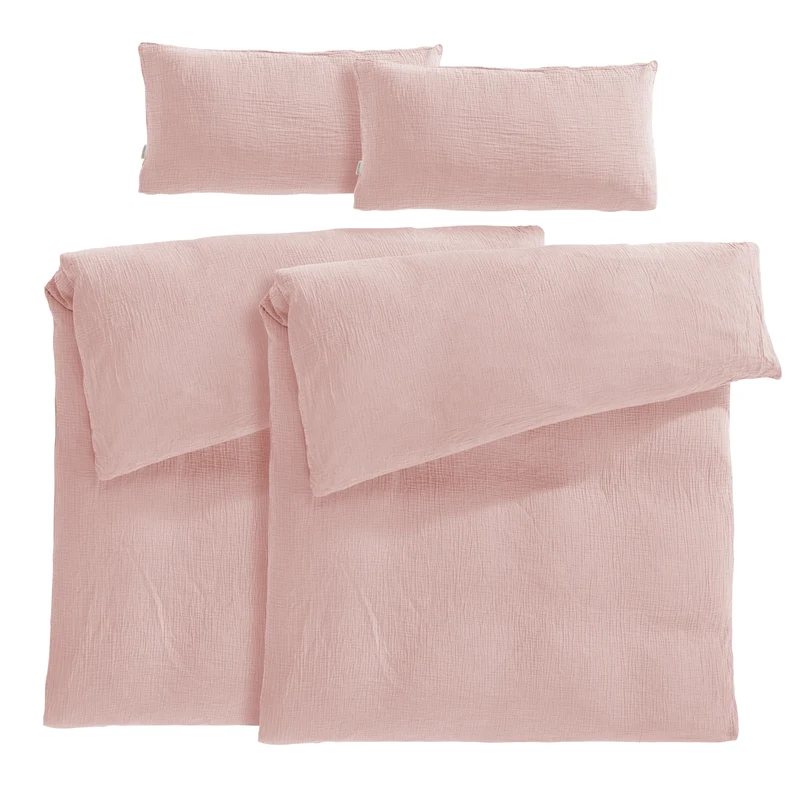 Musselin Bettwäsche Sets - Weiß - 2x135x200 + 2x80x80 cm