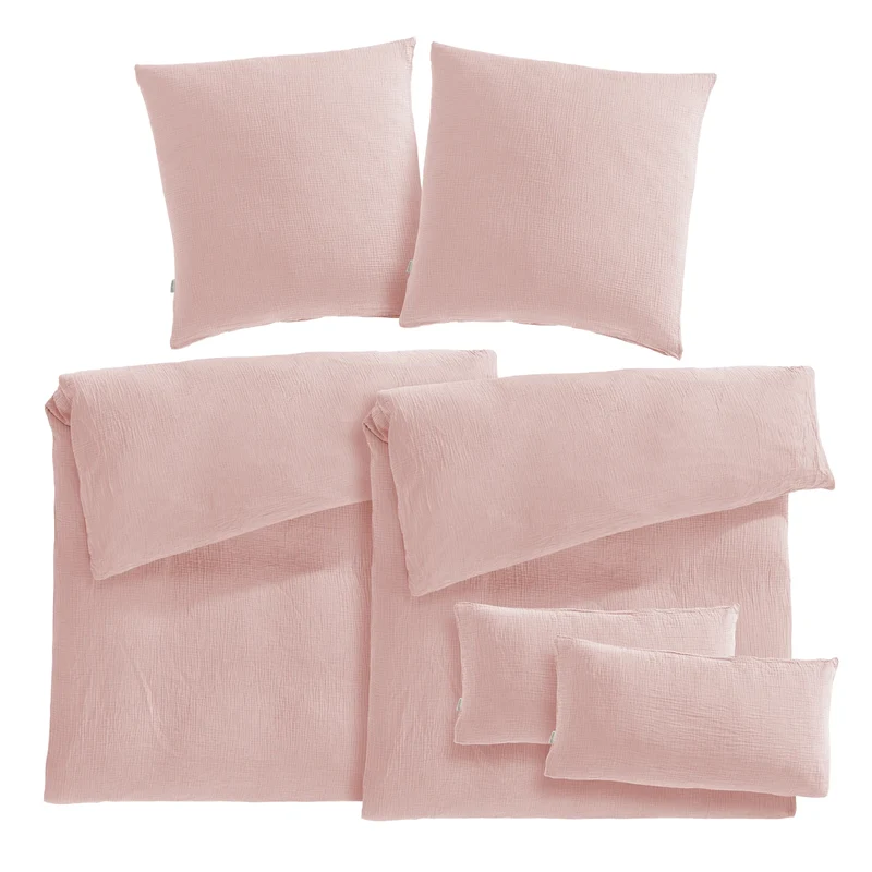 Musselin Bettwäsche Sets - Weiß - 2x135x200 + 2x80x80 cm
