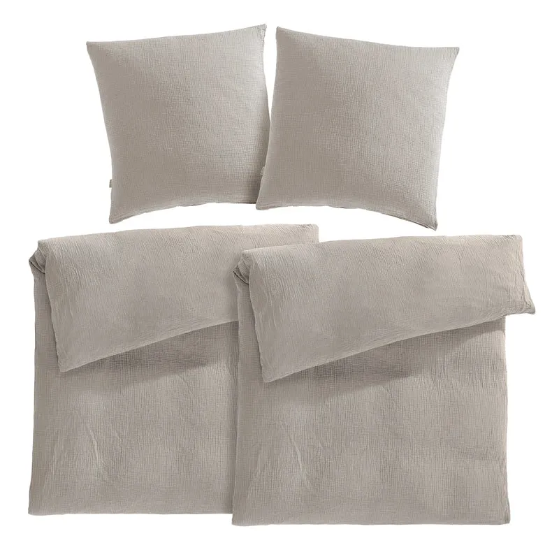 Musselin Bettwäsche Sets - Weiß - 2x135x200 + 2x80x80 cm