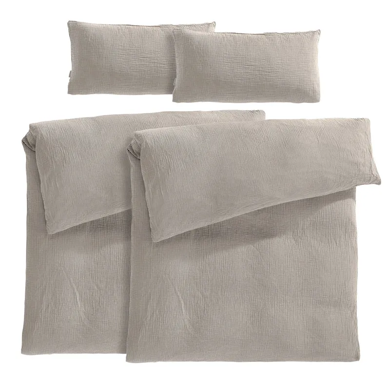 Musselin Bettwäsche Sets - Weiß - 2x135x200 + 2x80x80 cm