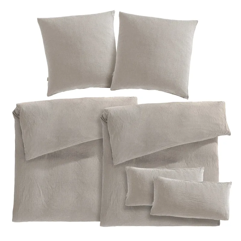 Musselin Bettwäsche Sets - Weiß - 2x135x200 + 2x80x80 cm