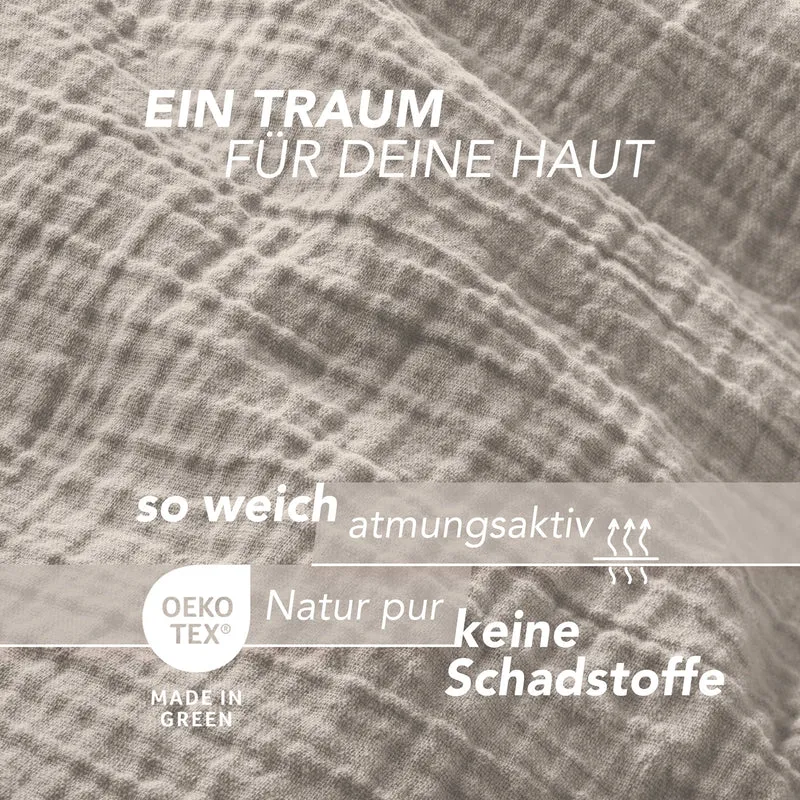 Musselin Bettwäsche Doppelbett - Hellbraun - 200x220 + 2x80x80 cm