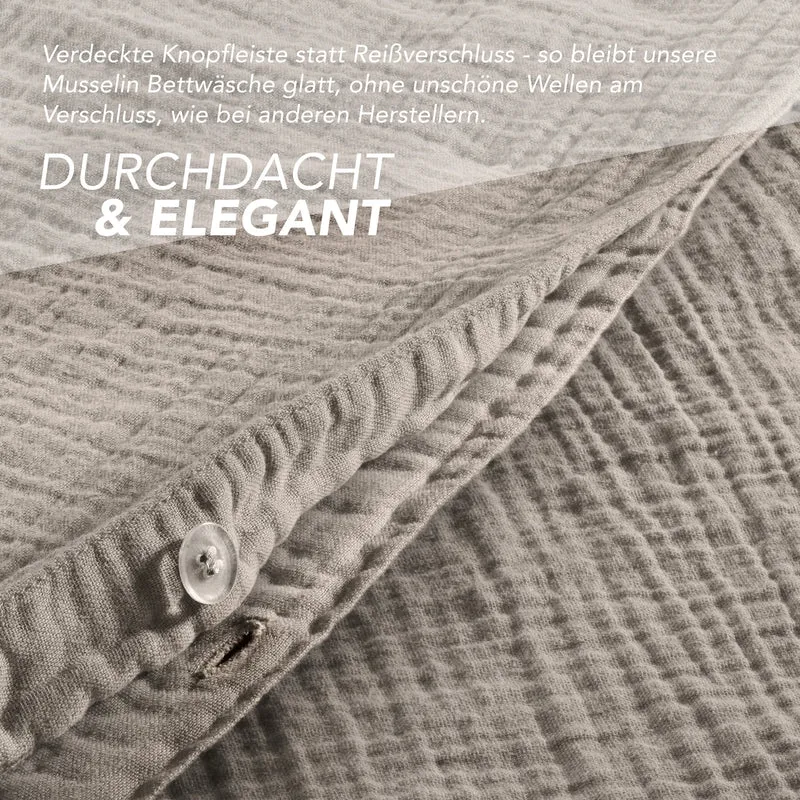 Musselin Bettwäsche Doppelbett - Hellbraun - 200x220 + 2x80x80 cm