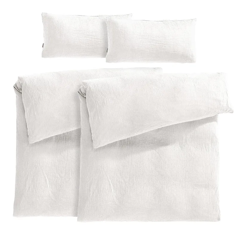Musselin Bettwäsche Sets - Weiß - 2x135x200 + 2x80x80 cm