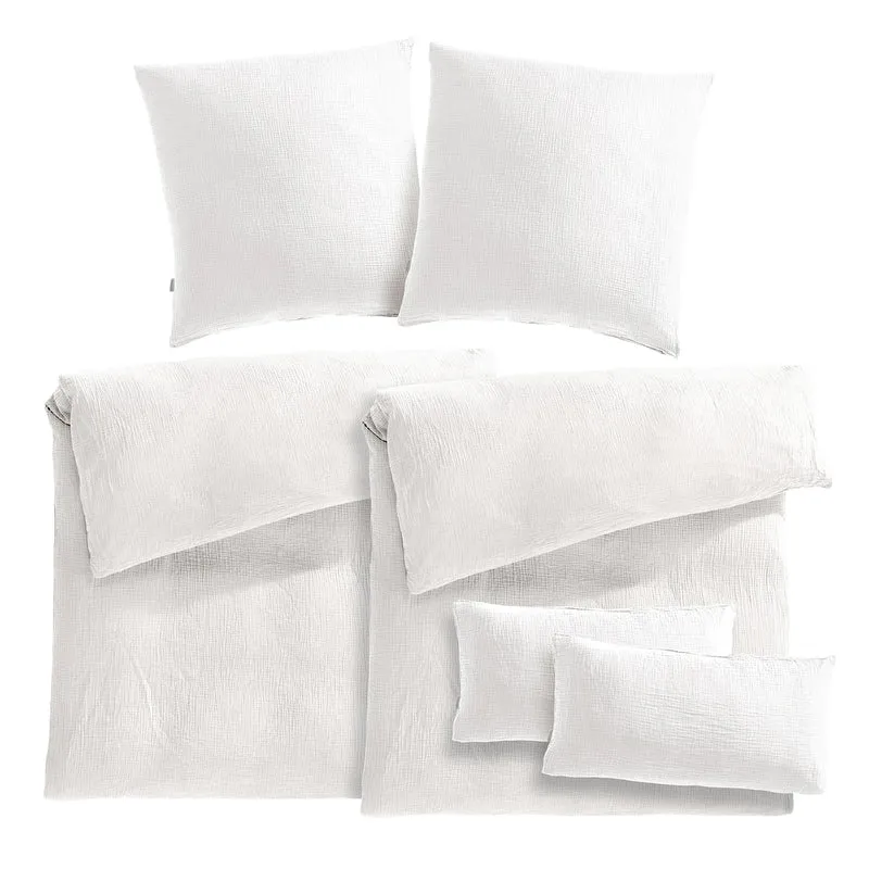 Musselin Bettwäsche Sets - Weiß - 2x135x200 + 2x80x80 cm