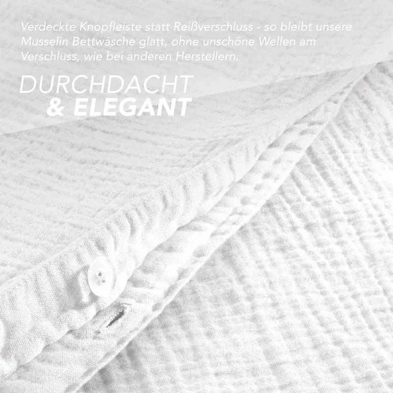 Musselin Bettwäsche Doppelbett - Hellbraun - 200x220 + 2x80x80 cm