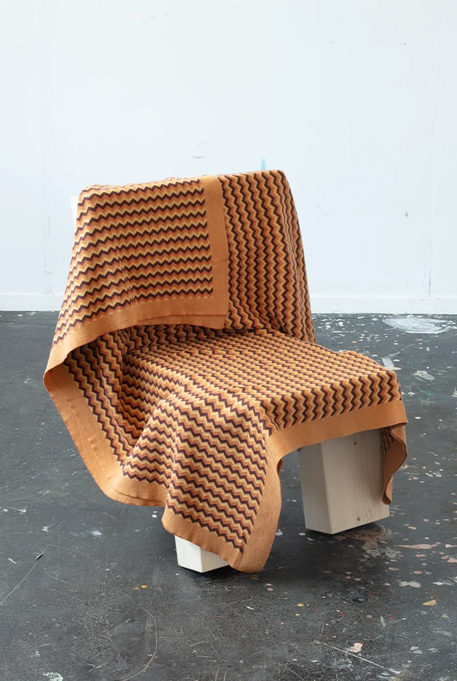 Knit Cotton Blanket "ZigZag Burnt Orange" by Michele Rondelli