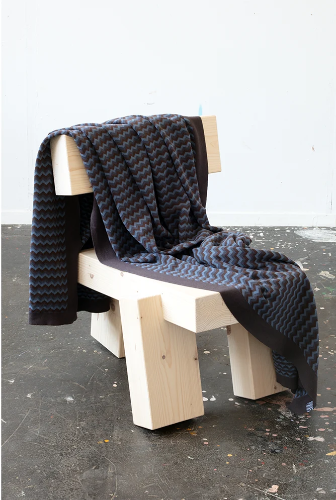 Knit Cotton Blanket "ZigZag Blue" by Michele Rondelli