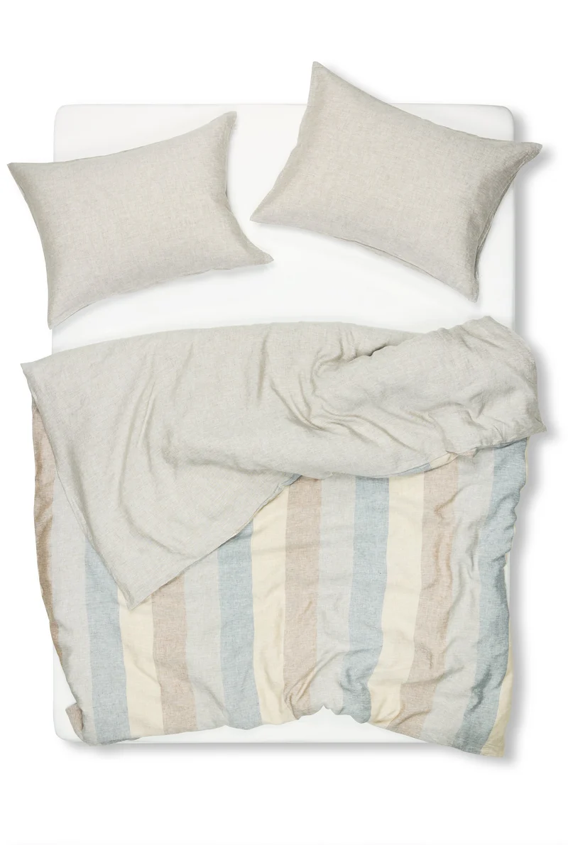 Linen Bedding Riviera Striped in Color Grey - Yarn Dyed