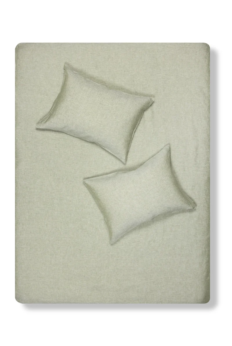 Linen Bedding "Light Melange" in Green Colour