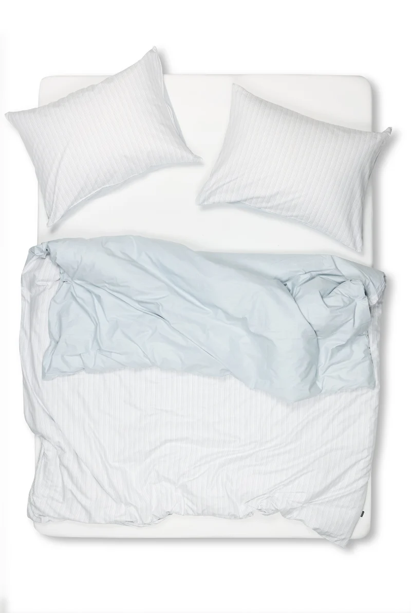 Pima Cotton Percale Bedding "Burano Stripes" - Light Grey