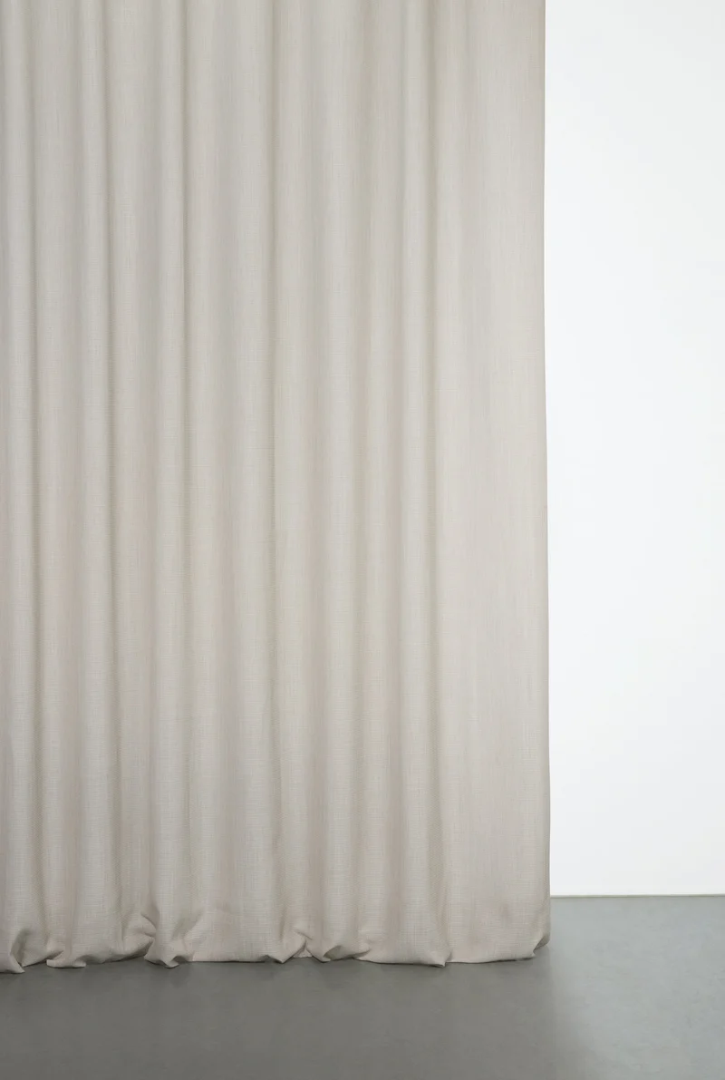 Trevira Outdoor Curtains with Linen Effect in Grey Color