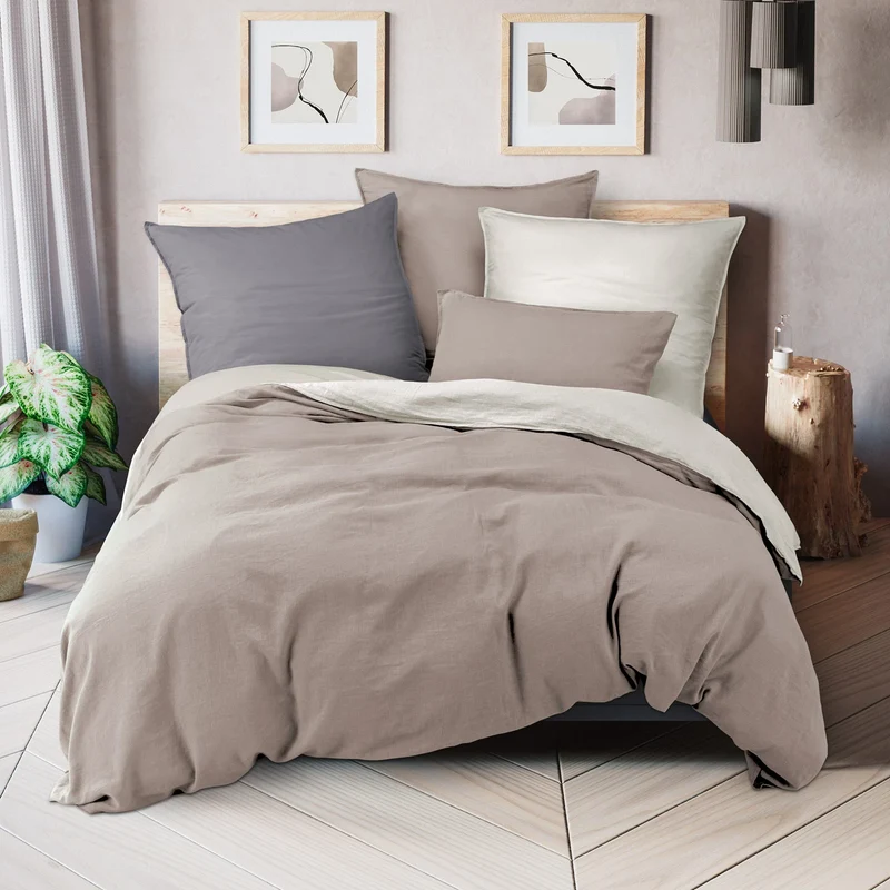 Kissenbezug Halbleinen - Taupe - 2x40x80cm