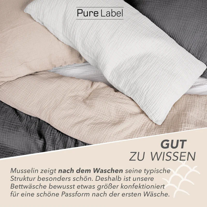 Musselin Bettwäsche Sets - Anthrazit - 2x135x200 + 2x80x80 + 2x40x80 cm