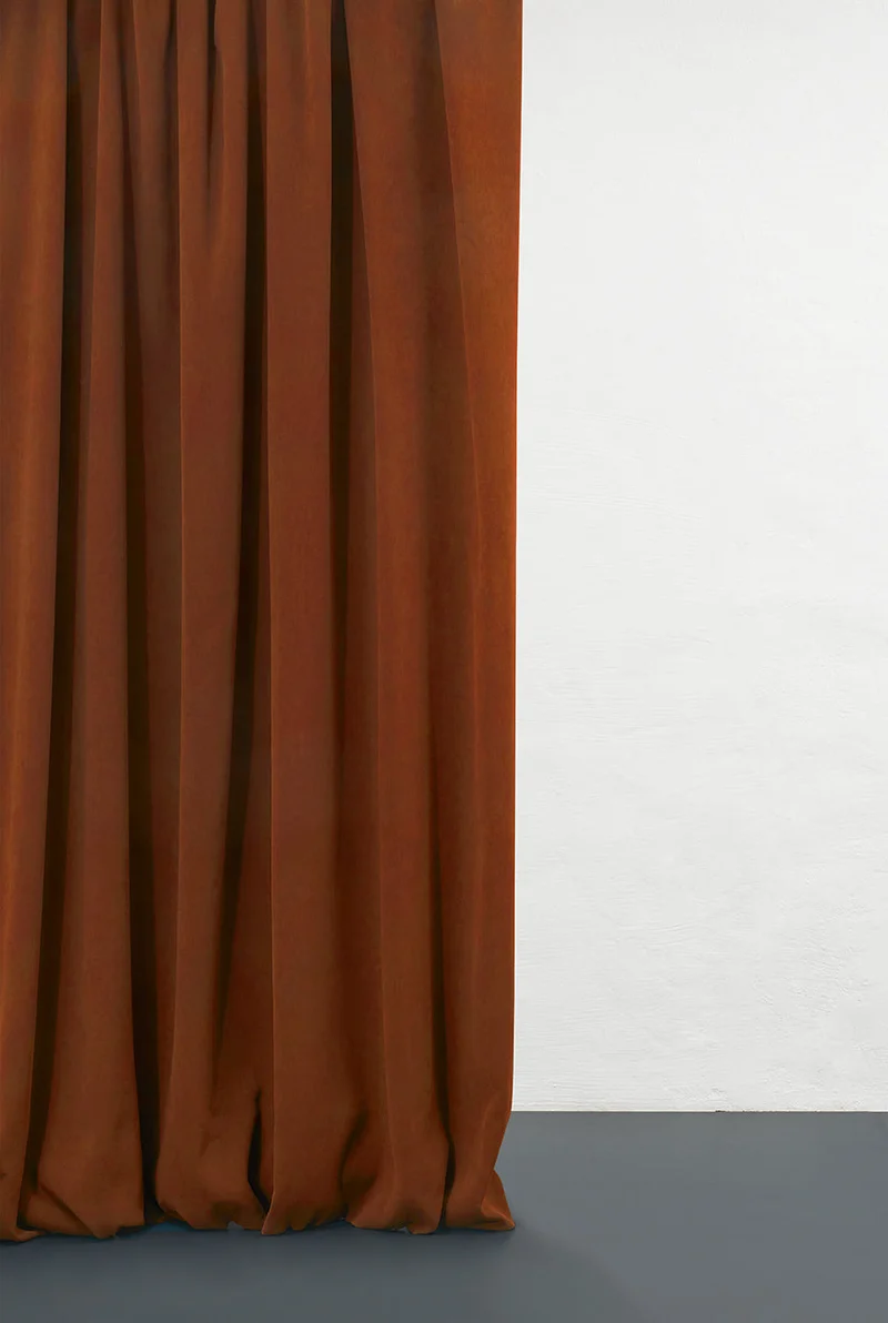 Dimout Curtains "Groovy Corduroy Weave" in Rust Color