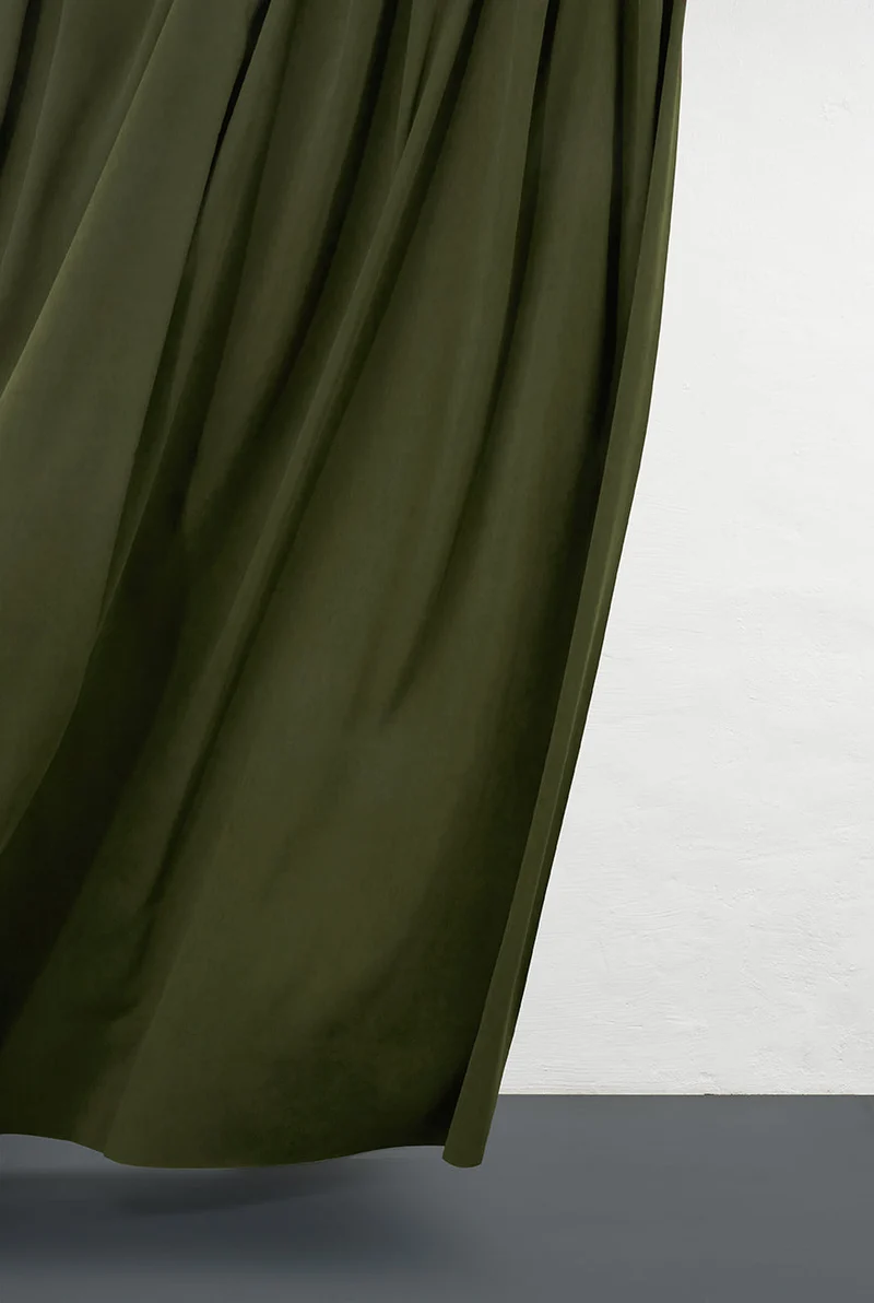 Dimout Curtains "Groovy Corduroy Weave" in Olive Color