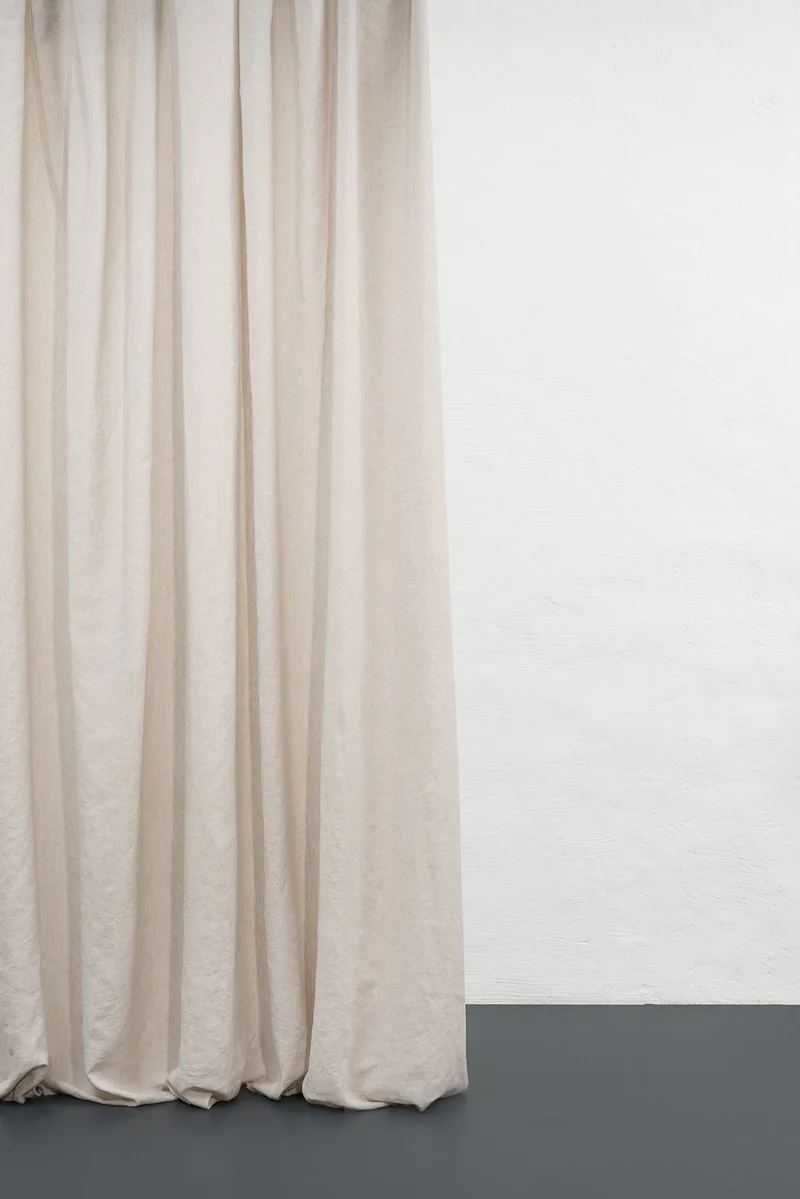 Melange Linen Curtains in Light Grey Color