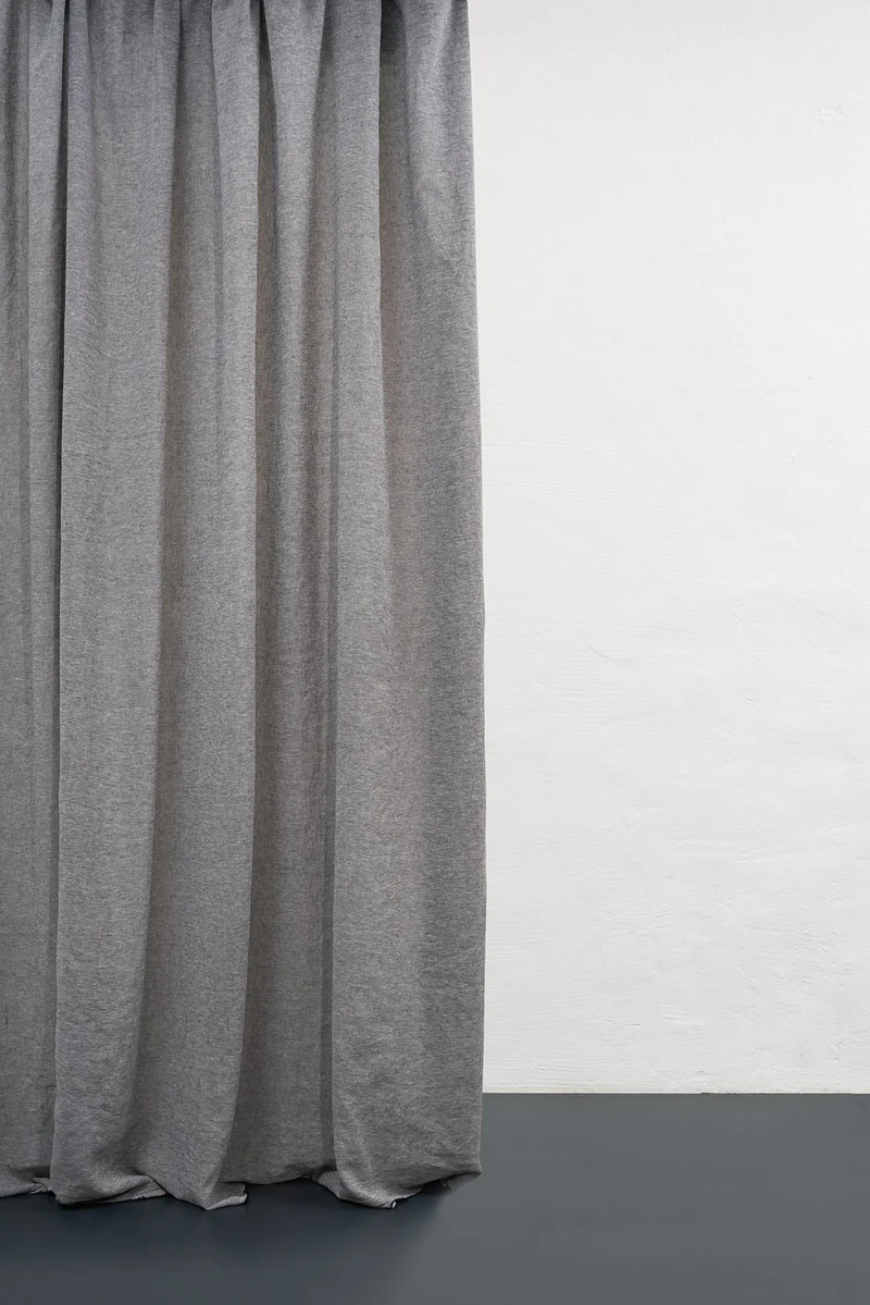Melange Linen Curtains in Dark Marine Color