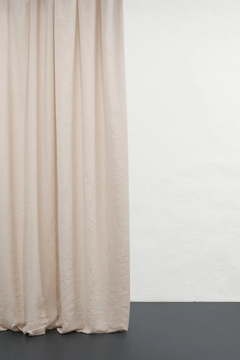 Melange Linen Curtains in Sand Color