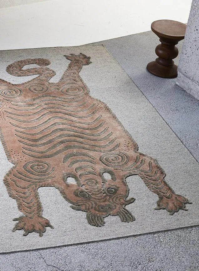 Wool & Bamboo Silk Rugs and Carpet "Bengali" Burnt Orange by Sophie Probst & Michele Rondelli