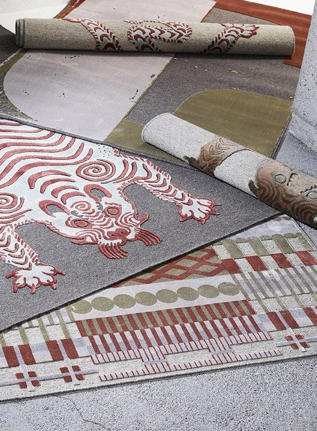 Wool & Bamboo Silk Rugs and Carpet "Bengali" Burnt Orange by Sophie Probst & Michele Rondelli