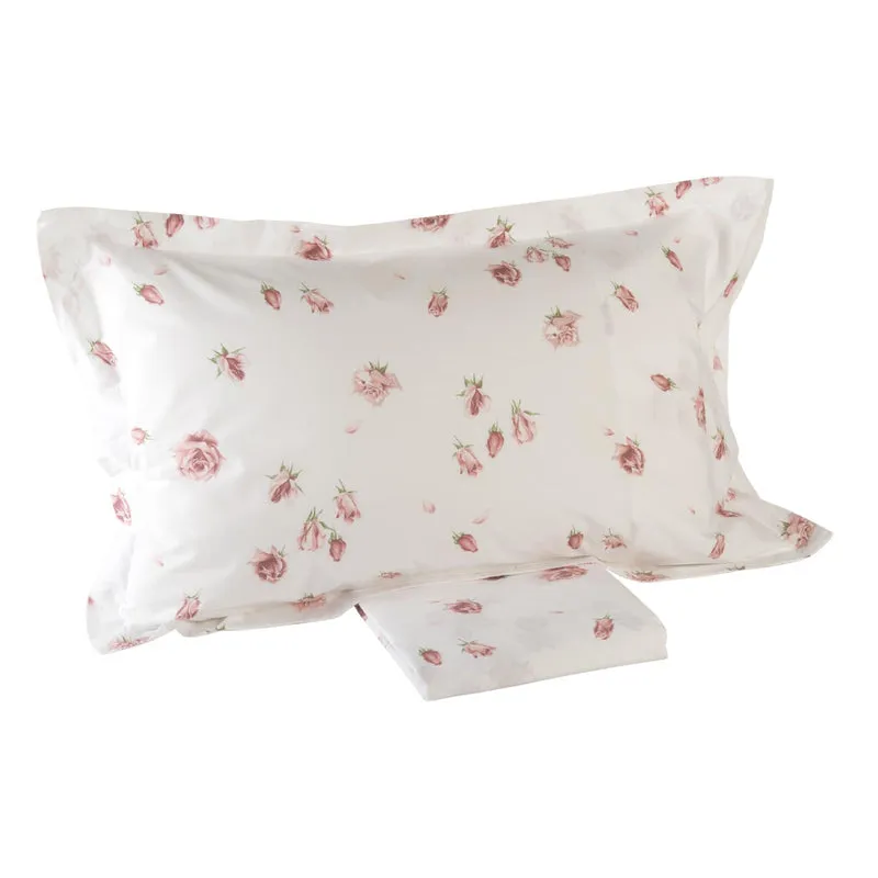 Completo Lenzuola reve de rose Floreale in Percalle