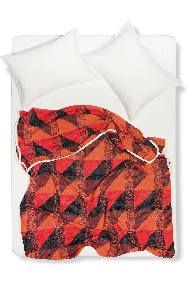 Cotton Bedspread or Blanket "Highlander" in Red Color in XL size