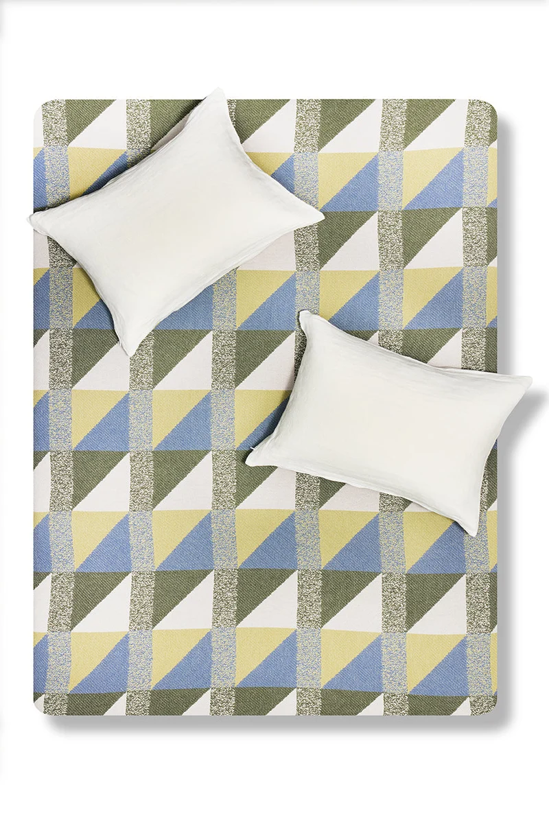 Cotton Bedspread or Blanket "Highlander" in Blue Color in XL size