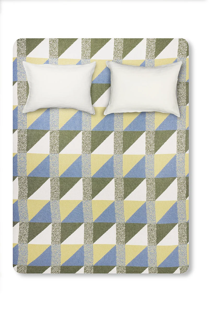 Cotton Bedspread or Blanket "Highlander" in Blue Color in XL size