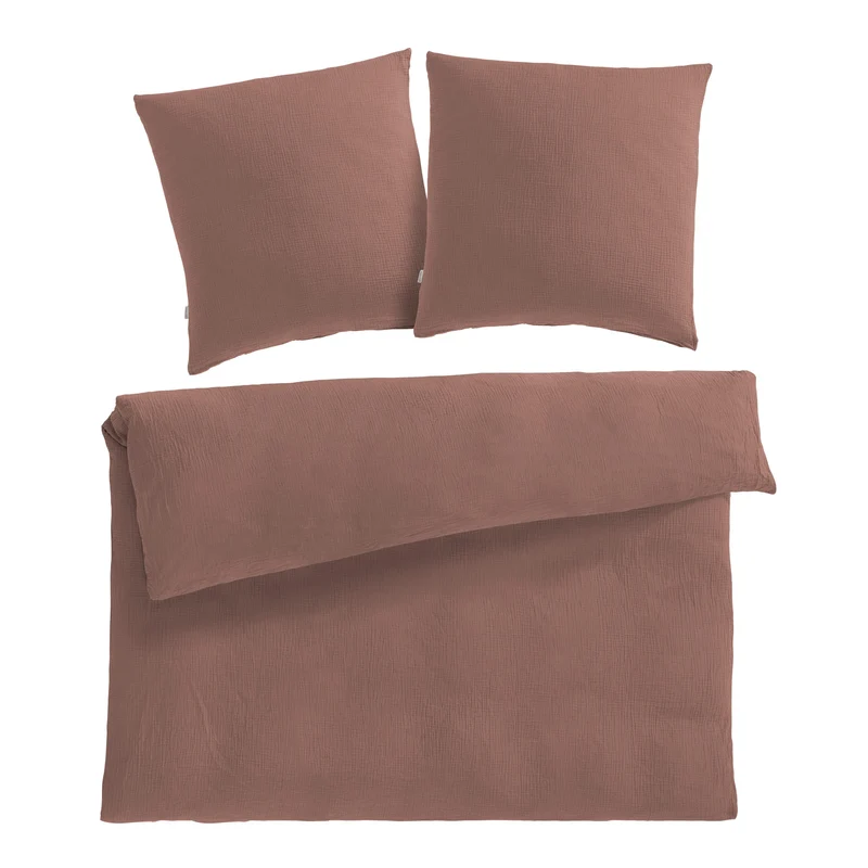 Musselin Bettwäsche Doppelbett - Hellbraun - 200x220 + 2x80x80 cm