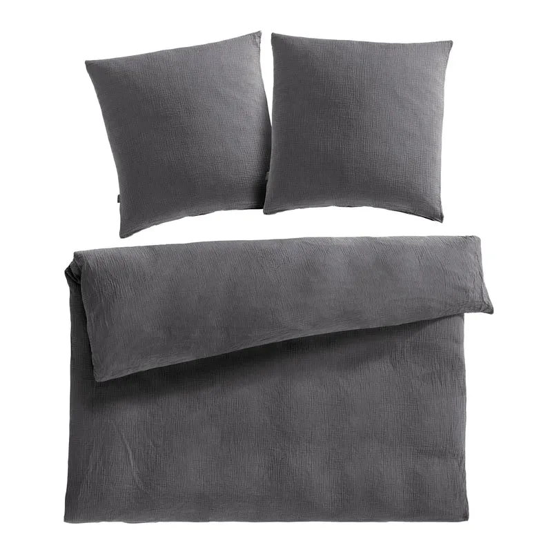 Musselin Bettwäsche Doppelbett - Hellbraun - 200x220 + 2x80x80 cm