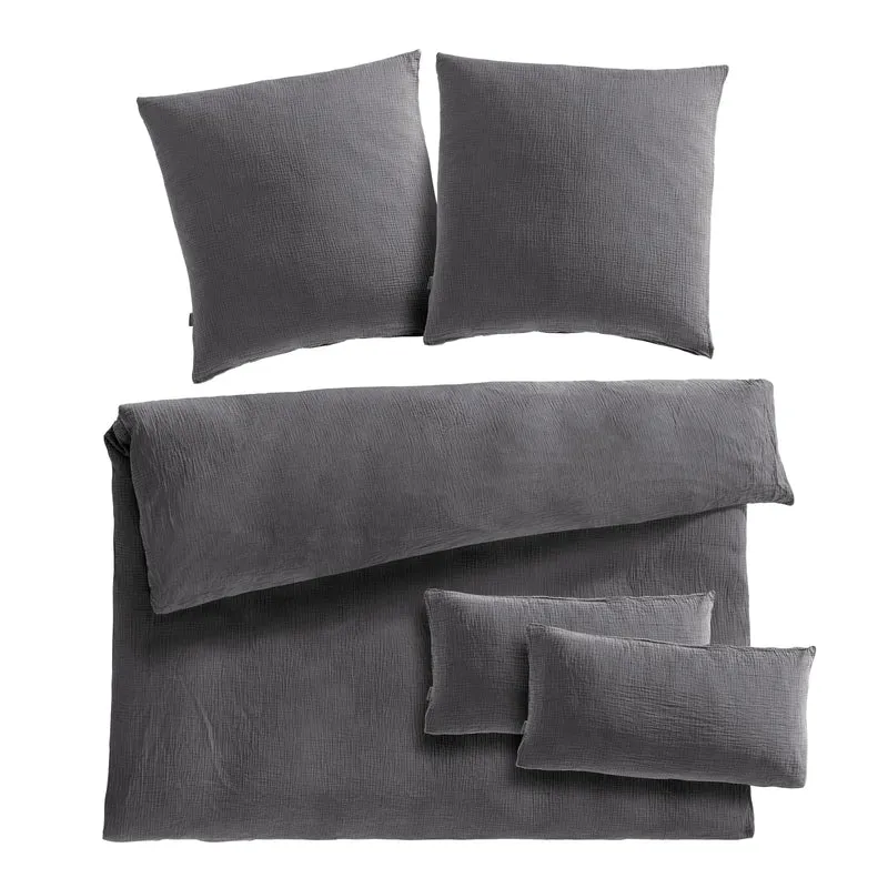 Musselin Bettwäsche Doppelbett - Hellbraun - 200x220 + 2x80x80 cm