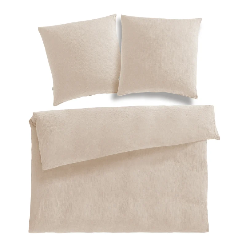Musselin Bettwäsche Doppelbett - Hellbraun - 200x220 + 2x80x80 cm
