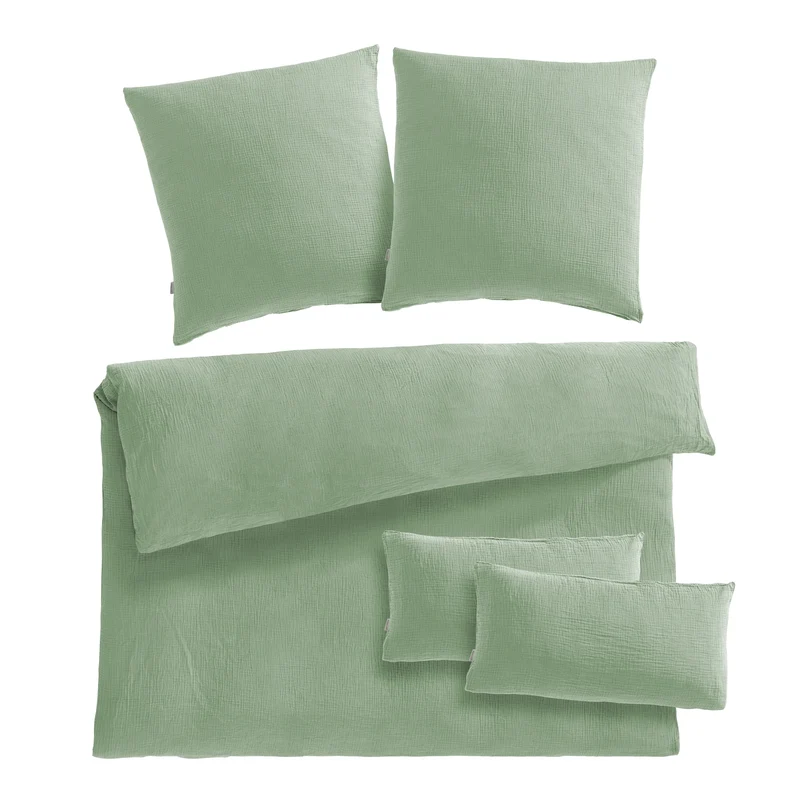 Musselin Bettwäsche Doppelbett - Hellbraun - 200x220 + 2x80x80 cm