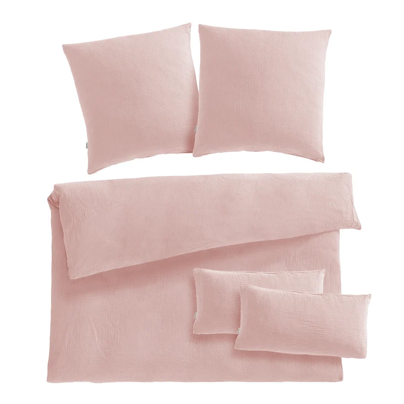 Musselin Bettwäsche Doppelbett - Hellbraun - 200x220 + 2x80x80 cm