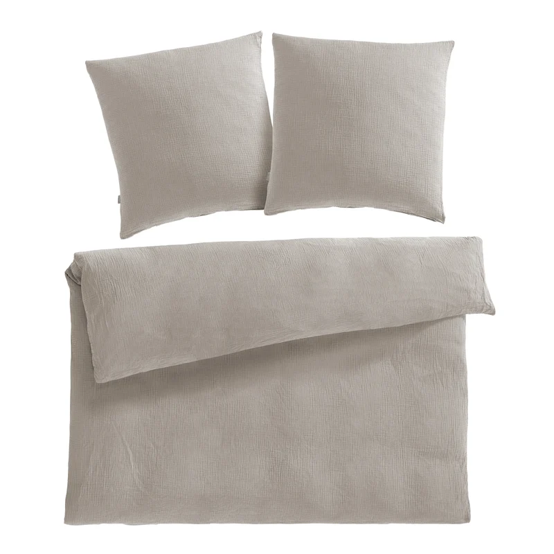 Musselin Bettwäsche Doppelbett - Hellbraun - 200x220 + 2x80x80 cm