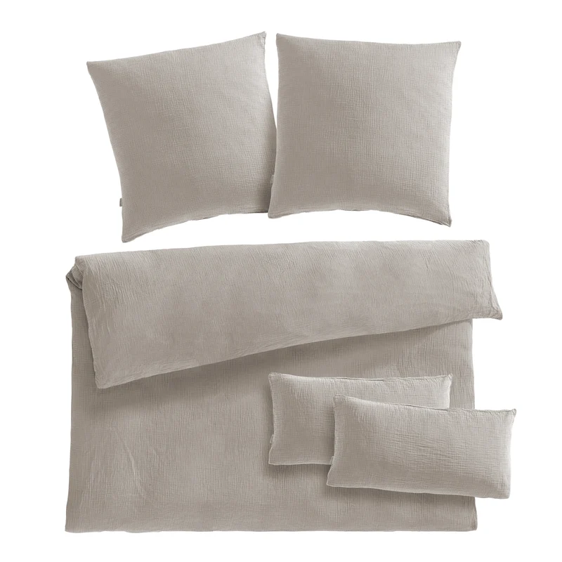 Musselin Bettwäsche Doppelbett - Hellbraun - 200x220 + 2x80x80 cm