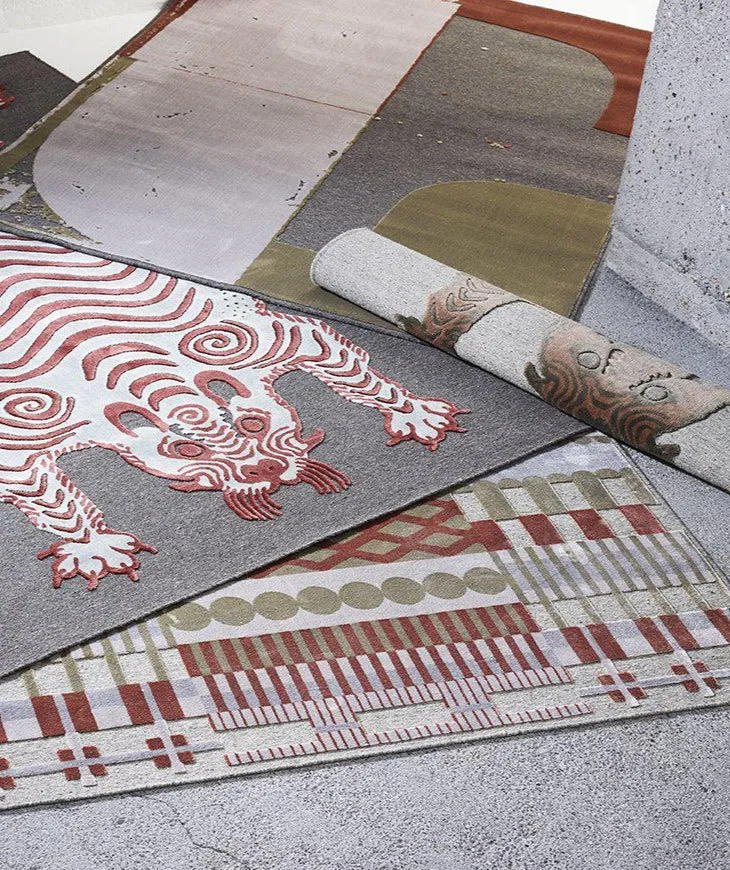 Wool & Bamboo Silk Rugs and Carpet "Bengali" Nepal Blue Night by Sophie Probst & Michele Rondelli
