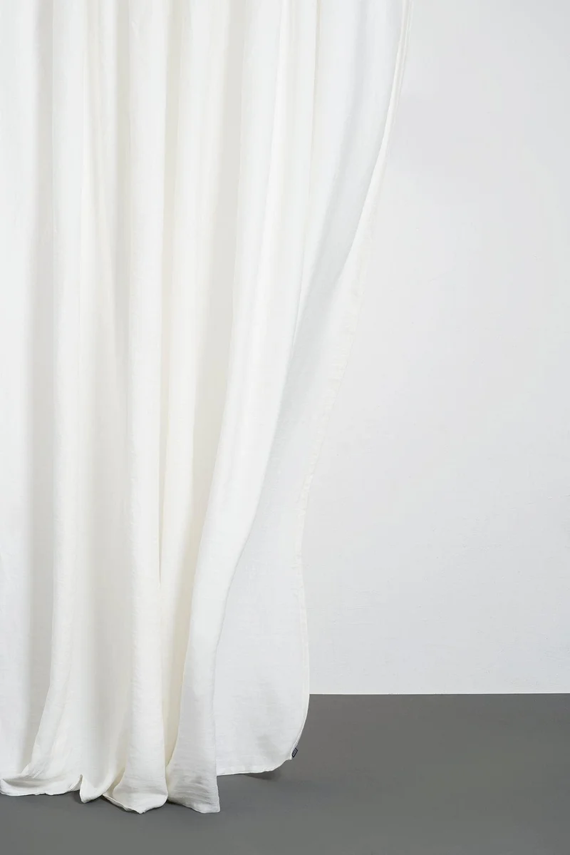 Linen Curtains Two Tone Stonewashed in White Color