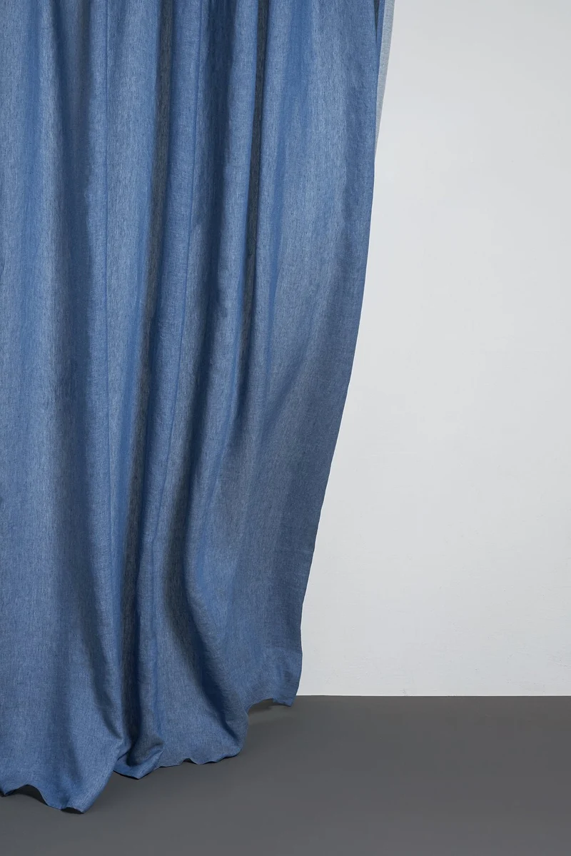 Linen Curtains Two Tone Stonewashed in Denim Color