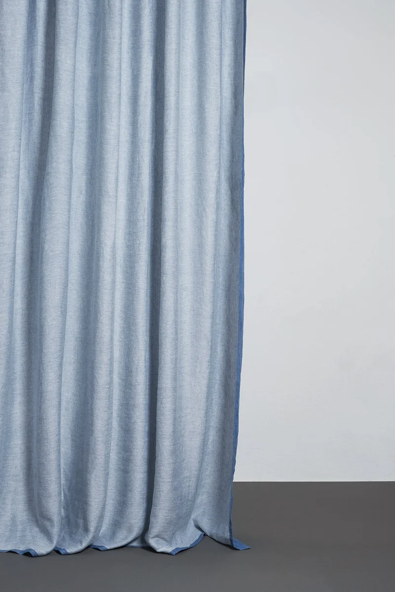 Linen Curtains Two Tone Stonewashed in Denim Color