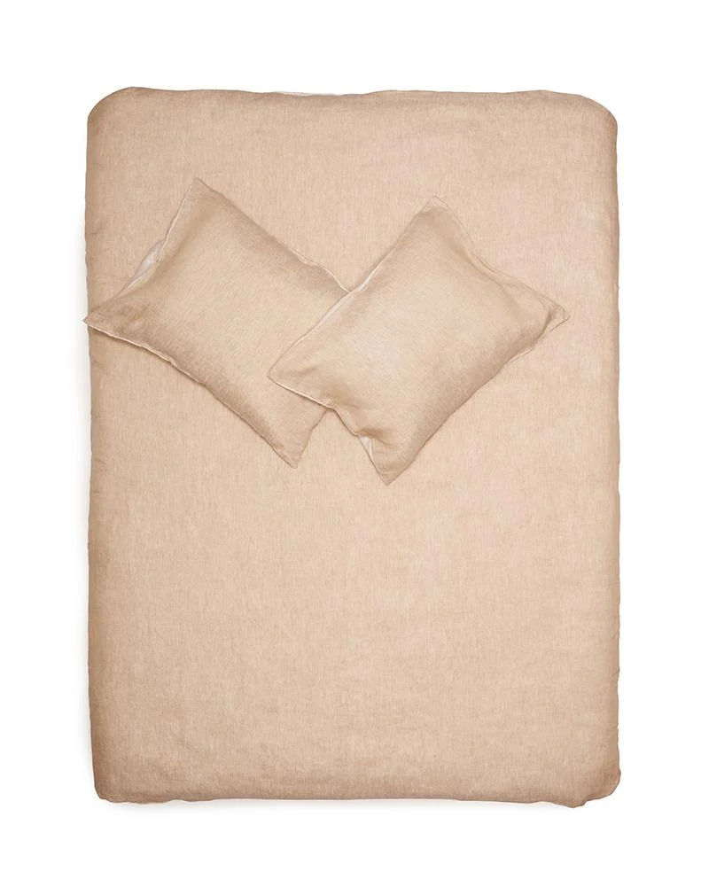 Linen Bedding Two Tone Stonewashed in Sand Color