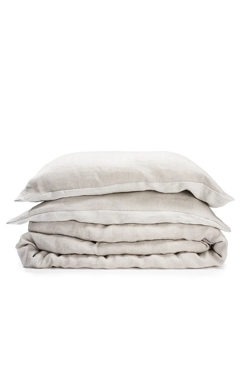 Linen Bedding Two Tone Stonewashed in Grey Color