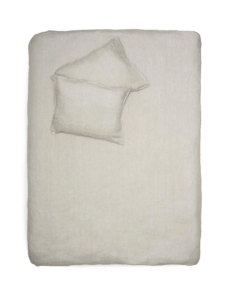Linen Bedding Two Tone Stonewashed in Grey Color