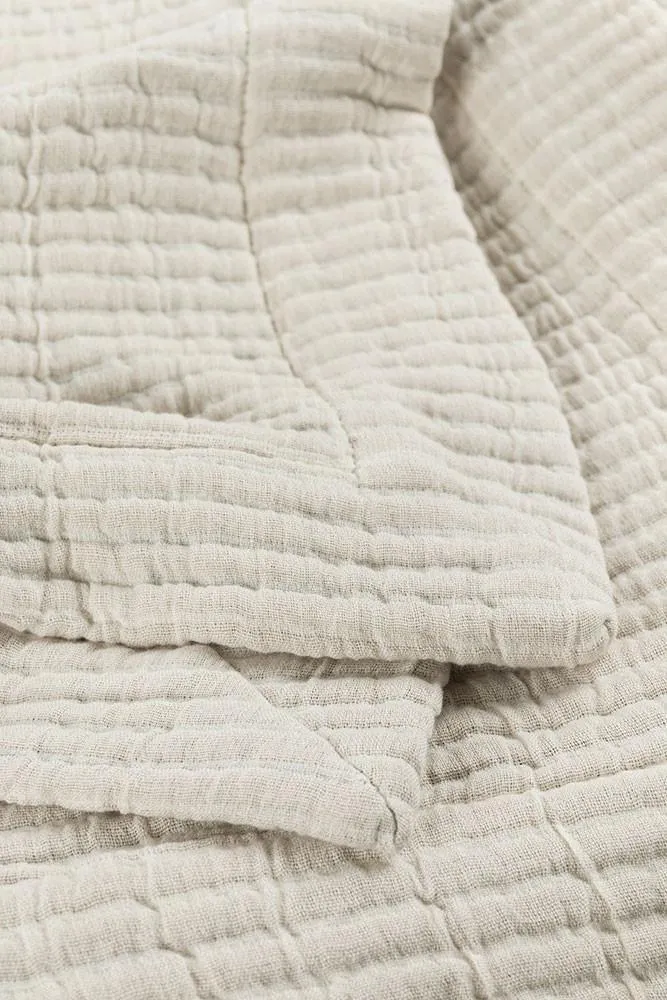 Cashmere Cotton Bedspread in Grey & Chalk Colors