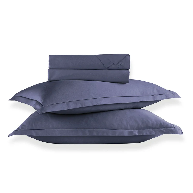 Ensemble de draps satin de coton - Uni 1 baratta Bleu 06