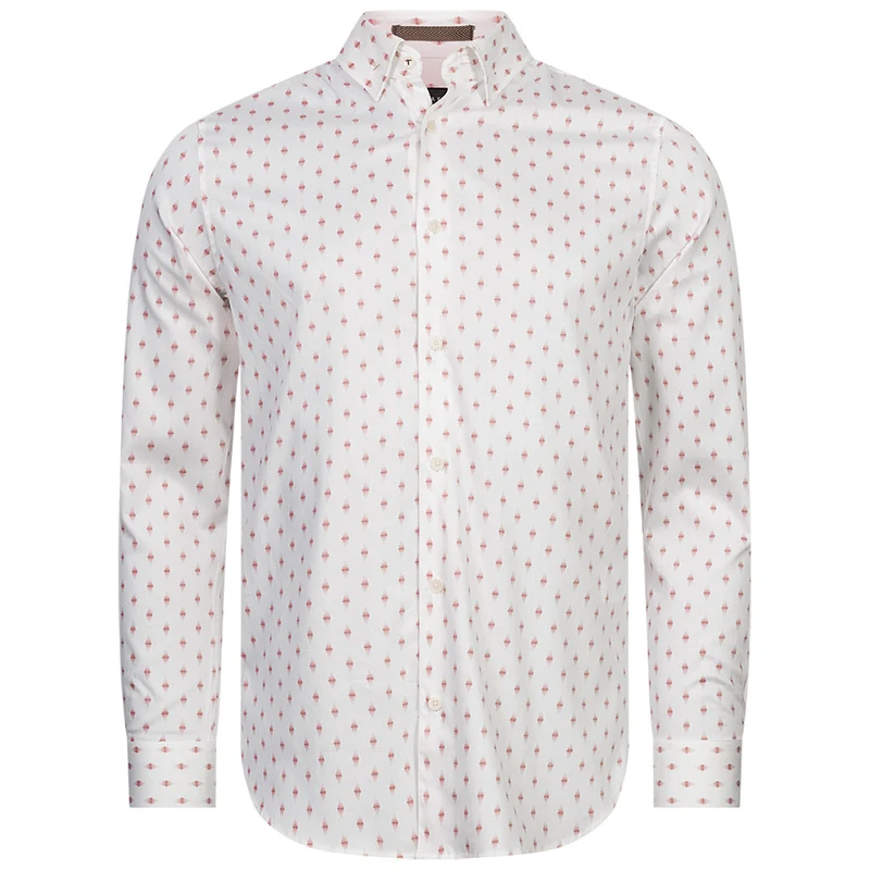 TED BAKER Ardea Dot Herren Langarm Hemd 272171-WHITE