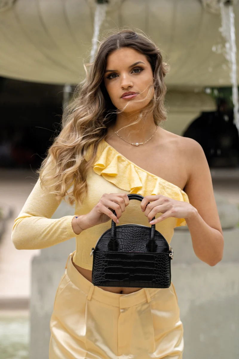 Petit sac bowling Bel-air en cuir croco